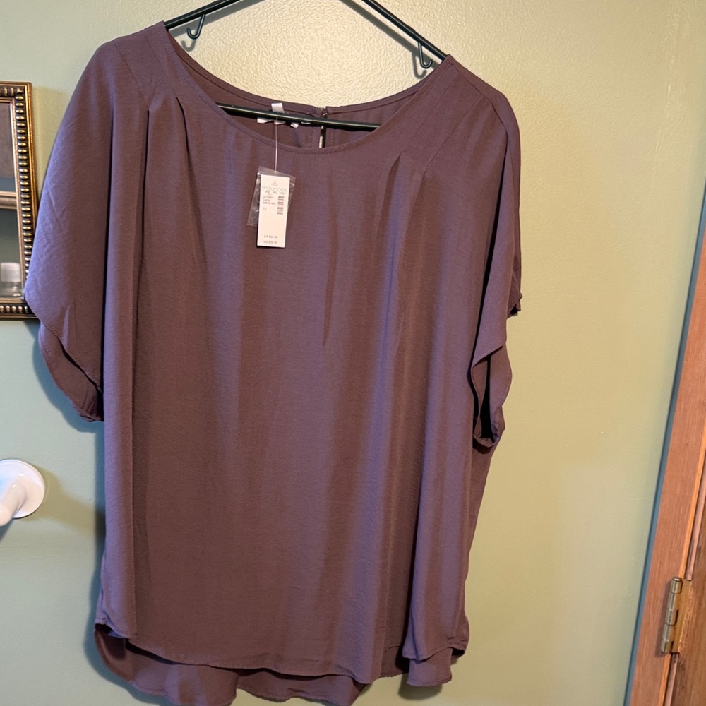 Maurices Plum Short Sleeve Boatneck Blouse NWT